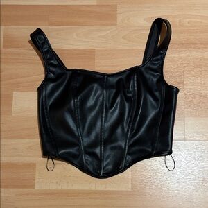 Black Faux Leather Corset Top